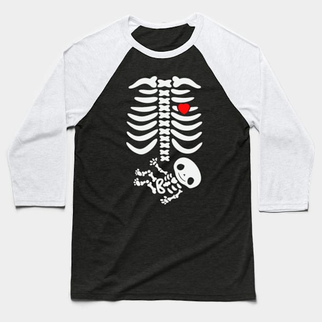 Pregnancy Skeleton Baseball T-Shirt by Welcome To Chaos 